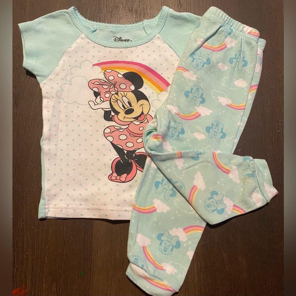 Disney Minnie Mouse Kids Pajama Set - Light Blue and Pink